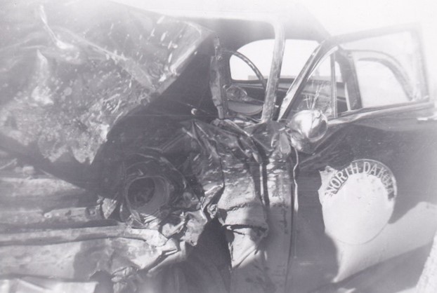 McLane's crashed car